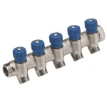 Caleffi 5R seeria termostaatiline segamisventiil 3/4 inch NPT sisselaskeava x 1/2 inch NPT v&auml;ljalaskeava, pliivaba messing, ASSE 1017