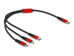 USB-laadimiskaabel DeLOCK 86710 3-&uuml;hes USB USB-C &ndash; Lightning &ndash; Micro USB 30 cm must punane