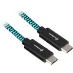 USB 3.2 Gen 2 kaabel, USB-C pistik > USB-C pistik (must/helesinine, 0,5 meetrit, &uuml;mbrisega)