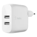 Belkin BOOST CHARGE - Toiteplokk - 24 W - QC 3.0 - 2 v&auml;ljundporti (USB) - Valge (WCB002VFWH)