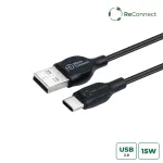 Microconnect ECO-USB3.1CCHAR1B USB-kaabel USB 2.0 1 m USB A USB C Must
