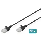 Digitus CAT 6 U-UTP &otilde;huke paigalduskaabel, 5 m, must &mdash; 10 tk komplekt