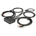 StarTech.com 2-pordine HDMI KVM-l&uuml;liti - 4K 60Hz - kompaktne kahe pordiga UHD/Ultra HD USB lauaarvuti KVM-l&uuml;liti integreeritud 1,2 m kaablite ja heliga - siini toitega ja kaugl&uuml;litusega - MacBook ThinkPad