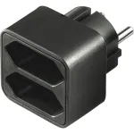 toiteadapter 1x maandatud pistik > 2x Euro, pistikuadapter must, ruumis&auml;&auml;stlik jaoturpistik
