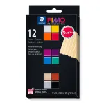 STAEDTLER FIMO 8043 C Modelleerimissavi komplekt - 12 v&auml;rvi - Must, Sinine, &Scaron;ampanja, Roheline, Hall, Magenta, Oranž, Punane, Terrakota, Violetne, Valge, Kollane - 12 x 25 g plokki - Ahjuk&uuml;psetatav pol&uuml;meersavi - Pehme - 110&deg;C - 30 min