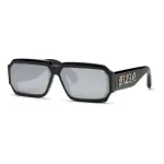 PHILIPP PLEIN SPP150-670700 Meeste p&auml;ikeseprillid, must atsetaatraam, tumehallid l&auml;&auml;tsed, 67/11/145 mm