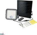BEMKO SOLPAR Solar LED Floodlight 10W 1500lm 3000/4000K IP65 Black with PIR Sensor