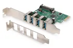 DIGITUS USB 3.0, 4 Port, Pci-e lisakaart 4 porti A/F v&auml;line VL805 kiibistik