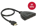 Delock 18600 HDMI UHD l&uuml;liti 3 x HDMI sisend > 1 x HDMI v&auml;ljund, 4K, integreeritud 50 cm kaabel, kaugjuhtimispult, must