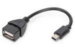 DIGITUS USB 2.0 adapterkaabel, OTG, t&uuml;&uuml;p mini B - A M/F, 20 cm, USB 2.0 &uuml;hilduv, must