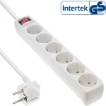 InLine pistikupesa riba, 6-kordne maanduskontakt CEE 7/3, valge, 3m