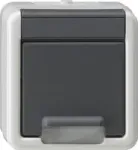 gira SCHUKO pistikupesa pealispindne paigaldus kaanega ja SafetyPlus, mudel 441430, hall