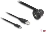 DeLOCK USB 2.0 kaabel USB t&uuml;&uuml;p-A-pistik ja USB USB-C isane USB t&uuml;&uuml;p-A emasele 90&deg; nurga all ja USB USB-C emasele 90&deg; nurga all 1 m must
