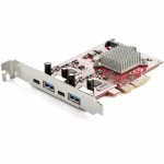 StarTech.com 4-pordiline USB PCIe-kaart &ndash; 10 Gbps USB PCI Express laienduskaart kahe kontrolleriga &ndash; 2x USB-C ja 2x USB-A porti (USB 3.2/3.1 Gen 2) &ndash; USB/USB-C PCI-e kaart &ndash; t&auml;isprofiil