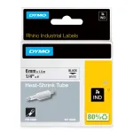 DYMO Rhino Industrial Heat-Shrink kaabel Label Tubes | 6mm x 1,5m | Must tr&uuml;kk valgel | Rhino Rhino etiketi valmistajate jaoks
