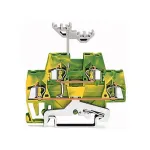 WAGO 280-517 kahekordne maandusklemmplokk, 4 juhiga, 2,5 mm&sup2;, CAGE CLAMP, roheline-kollane
