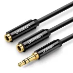 UGREEN 3.5mm k&otilde;rvaklappide jagamiskaabel AUX Y-jagaja 25cm must (20816)