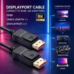 Qoltec DisplayPort v2.1 kaabel isane-isane 8K 54G 5m must
