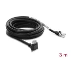 Delock GigE kaamerakaabel Cat.6 S/FTP 3m, RJ45 90&deg; nurga all pistik kruvidega (28mm) kuni RJ45 sirge pistik, must