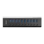 Lindy 10 pordiga USB 3.0 jaotur sisse-/v&auml;ljal&uuml;lititega