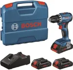 Bosch GSR 18V-45 Professional 18V juhtmeta trell-kruvikeeraja koos 3x 2,0Ah Li-Ion akuga, 45 Nm harjata, L-BOXX 102, laadija 0615A5002N