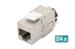 DIGITUS CAT6a Keystone Jack - varjestatud, t&ouml;&ouml;riistavaba &uuml;hendus - intelligentne kaablihaldur - 24 tk