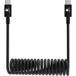 DEQSTER 50-736669 spiraalne laadimiskaabel USB-C &ndash; USB-C, 0,8 m, must