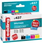 edding printerikassetid EDD-437 must, ts&uuml;aan, magenta, kollane &uuml;hilduvad brother LC-985BK/C/M/