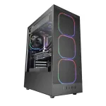 PC korpus TACENS MARS MC‑NEBULA Midi Tower karastatud klaasiga, neli 120mm aRGB ventilaatorit, toetab ATX, GPU kuni 30,2 cm