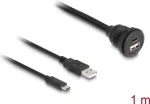 DeLOCK USB 2.0 kaabel USB Type-A-pistik ja USB USB-C isane kuni USB Type-A-pesa ja USB USB-C emane 1 m must