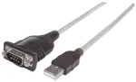 Manhattan USB-A Serial-liidese muundurkaabel, 45 cm, Isane-Isane, Serial/RS232/COM/DB9, FTDI FT232RL kiip, Windows 11-ga &uuml;hilduv (ka varasemad ops&uuml;steemid), Must/H&otilde;bedane kaabel, Kolmeaastane garantii, Ekvivalent ICUSB2321F.