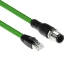 ACT t&ouml;&ouml;stuslik 5,00 meetrit andurikaabel M12D 4-kontaktiline isane nurga all RJ45 isasele, Superflex Xtreme TPE kaabel, varjestatud