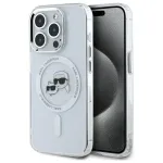 Karl Lagerfeld KLHMP15LHLSKCH iPhone 15 Pro 6.1 Hardcase IML Metal Karl & Choupette Head MagSafe White