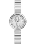 FURLA Logo naiste k&auml;ekell WW00005011L1 32mm roosakuldse tooniga roostevabast terasest korpus roosa nahkrihm kvartsanaloog