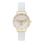 Olivia Burton Naiste OB16FB24 kell - 30 mm valge lilleline sihverplaat, &otilde;rnroosa nahast rihm