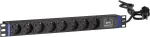 DSIT 19 inch Rack Mount toiteplokk 8 pistikupesaga, &uuml;lepingekaitsega PDU, 2m kaabel, 16A, 1U, must