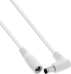 InLine&reg; alalisvoolu pikenduskaabel, nurga all pistik, 5,5 x 2,1 mm, valge, 0,2 m