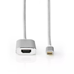 Nedis CCTB64680AL20 videokaabli adapter 2 m HDMI t&uuml;&uuml;p A USB USB-C h&otilde;bedane