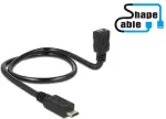 Delock 83925 OTG ShapeCable USB pikenduskaabel, 5-kontaktne Micro-USB B emane &ndash; Micro-USB B isane, 0,5 m, must