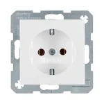Pistikupesa t&uuml;&uuml;p F berker 47438989, valge, duroplast korpus, 250V 16A, IP20, s&uuml;gavus 32mm