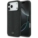 Etui Mercedes Leather Laurel Leaves Stripes MagSafe for iPhone 17 Pro Max Black