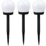 Elight Garden Solar Globe Light Set 3pcs 10cm Cold White LED with Dusk Sensor Waterproof Black