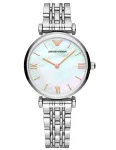 ARMANI Naiste AR90004L kvarts-analoogkell 32 mm rooskullakarva roostevabast terasest korpusega ja pruuni nahast rihmaga