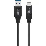 Wentronic goobay - USB kaabel - USB-C (M) to USB Typee A (M) - USB 3,1 Gen 2 3 A - 50cm - Round - Must (41073)