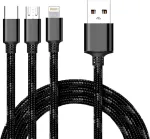 CYOO 3-in-1 USB laadimis- ja andmekaabel - Micro USB, USB-C, Lightning - must