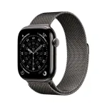APPLE Watch Series 11 GPS + Cellular 46mm titaanist karp tumehallis koos tumehalli Milanese Loop S/M-ga