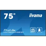 iiyama LH7565UHSB-B1 Signage-ekraan kioskikujundusega 189,2 cm (74,5 tolli) LED Wi-Fi 800 cd/m&sup2; 4K Ultra HD Must Sisseehitatud protsessor Android 11 24/7