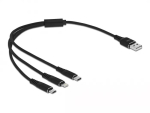 USB-laadimiskaabel DeLOCK 3 in 1 Type-A to Lightning Micro USB USB USB-C 30 cm must