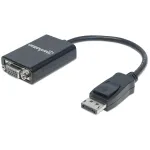 Manhattan DisplayPort VGA HD15 muundurkaabel, 15 cm, isane emasele, aktiivne, DP riiviga, must, eluaegne garantii, samav&auml;&auml;rne DP2VGA2-ga