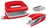 Leitz klammerdaja ja auguraua komplekt Mini WOW, 10 lehte, punane, P2, metall, 80 g/m&sup2;, 3,5 cm